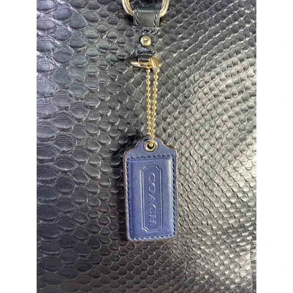 Coach 36879 Stamped Snakeskin Stanton Carryall‎ Navy Leather Handbag